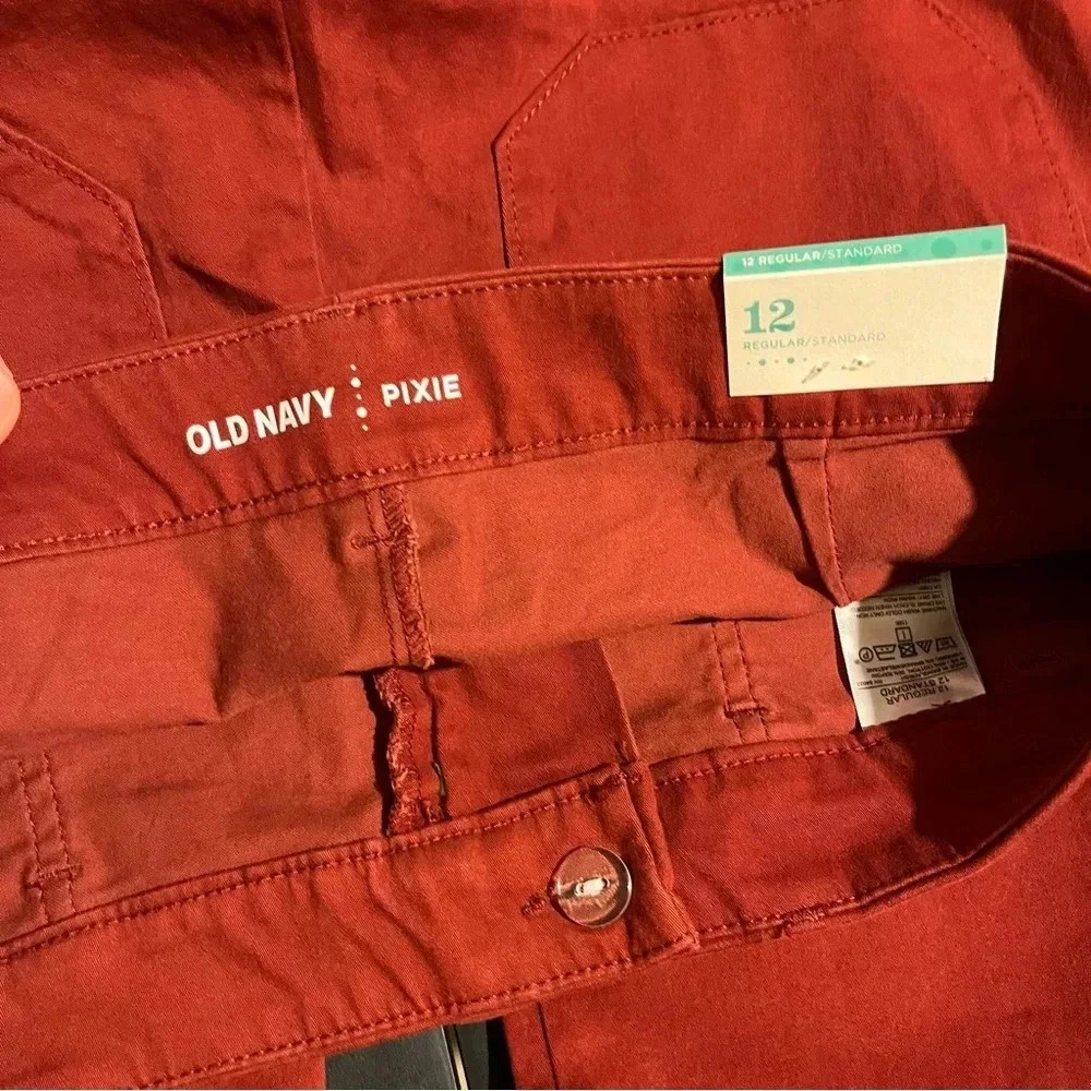 NWT Old Navy Women's Pixie Ankle Length Chino Pants Sz 12 Fall Orange - Picture 6 of 10